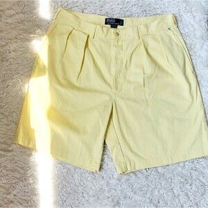 Mens POLO by Ralph Lauren Pastel Yellow Mens Chino Tyler Dressy Casual Shorts 36